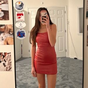 Lucy in the Sky Strappy Dress in Red Shimmer